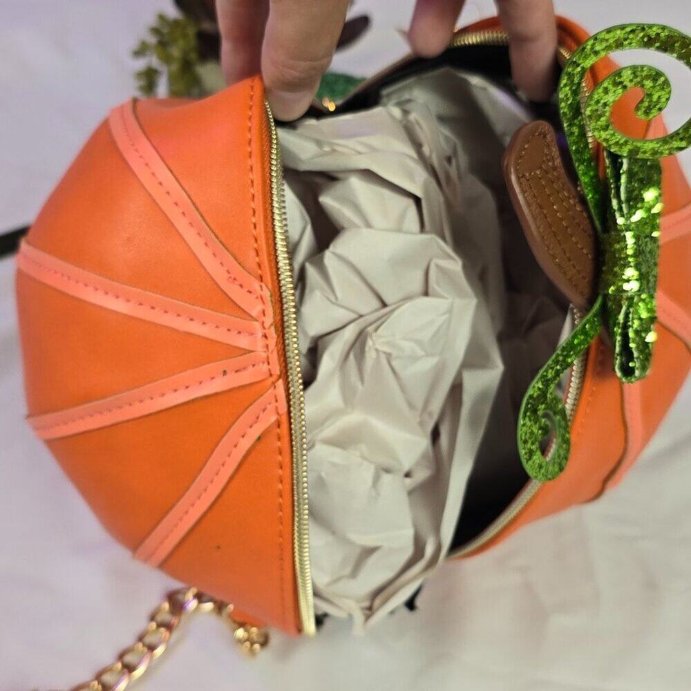 New Betsey Johnson KITSCH Oh My Gourd PUMPKIN Crossbody Bling Purse Halloween - Picture 7 of 7